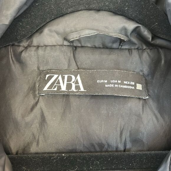 Zara Cropped Puffer‎ Vest Black Size Medium - Picture 4 of 6